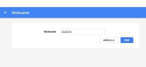 Screenshot che mostra come cambiare nome account Google