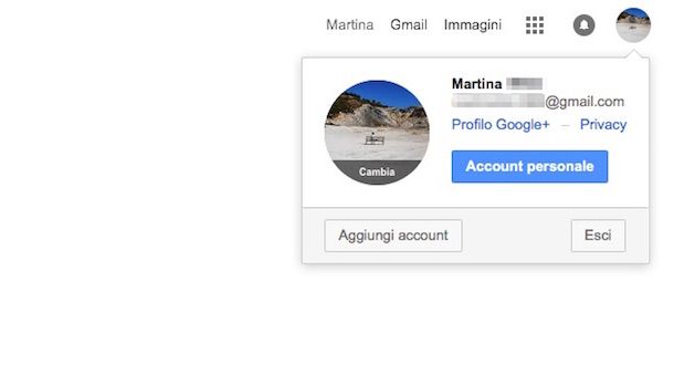 Screenshot che mostra come cambiare nome account Google