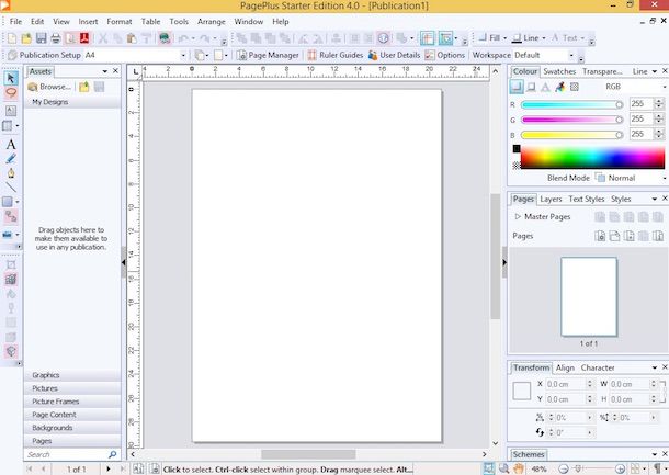 Screenshot di PagePlus Starter Edition