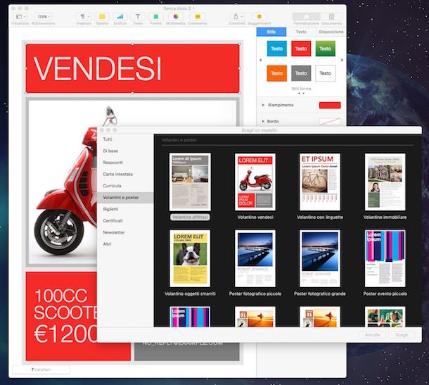Screenshot di Pages