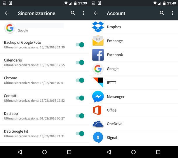 Come salvare contatti Android