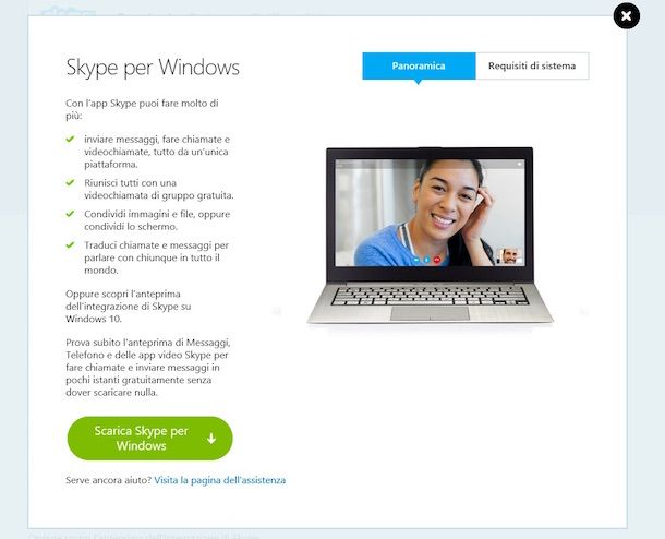 Screenshot di Skype su Windows
