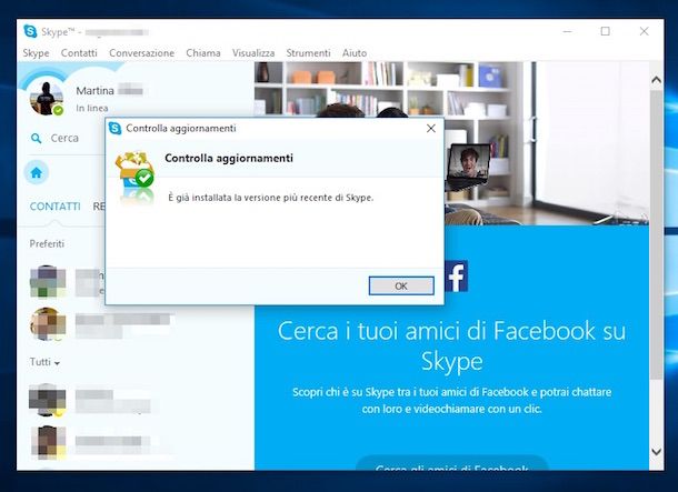Screenshot di Skype su Windows