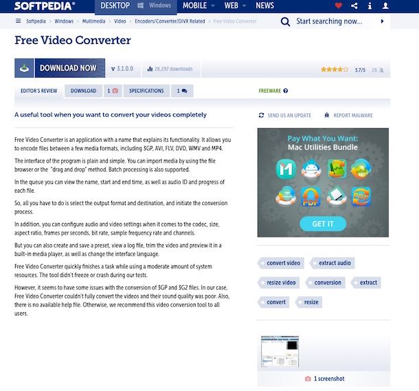 Screenshot di Softpedia