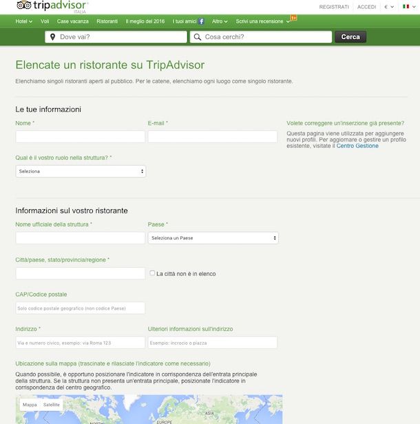 Screenshot di TripAdvisor