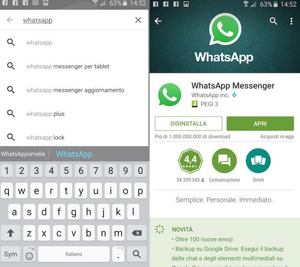 Screenshot di WhatsApp su Android