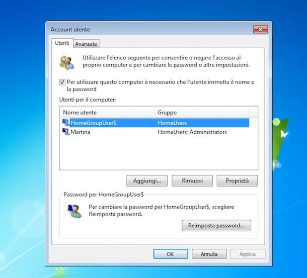 Screenshot di Windows 7