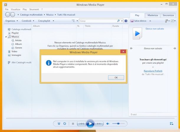 Screenshot di Windows Media Player