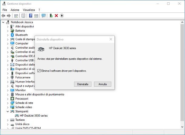 Come disinstallare driver stampante