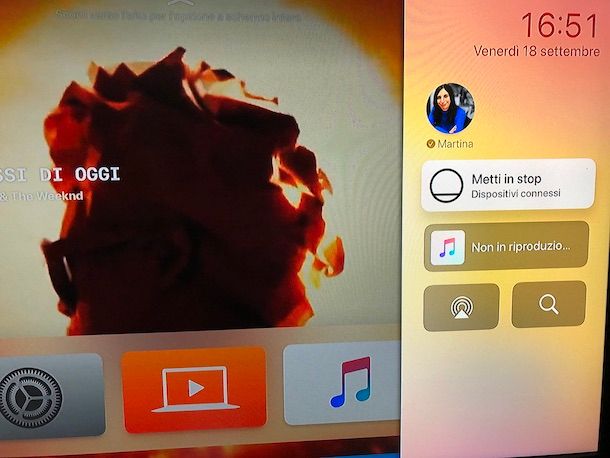 Funzione Metti in stop su Apple TV