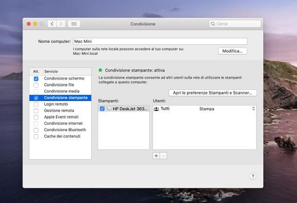 Come collegare stampante in rete Mac