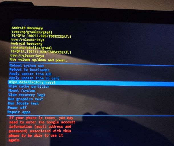 Come resettare tablet Samsung
