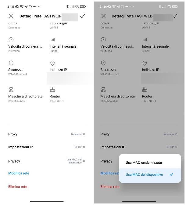 Come cambiare MAC address: Android