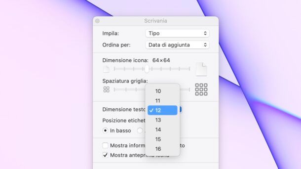 Ingrandire caratteri su Mac