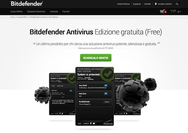 Screenshot di Bitdefender su Windows