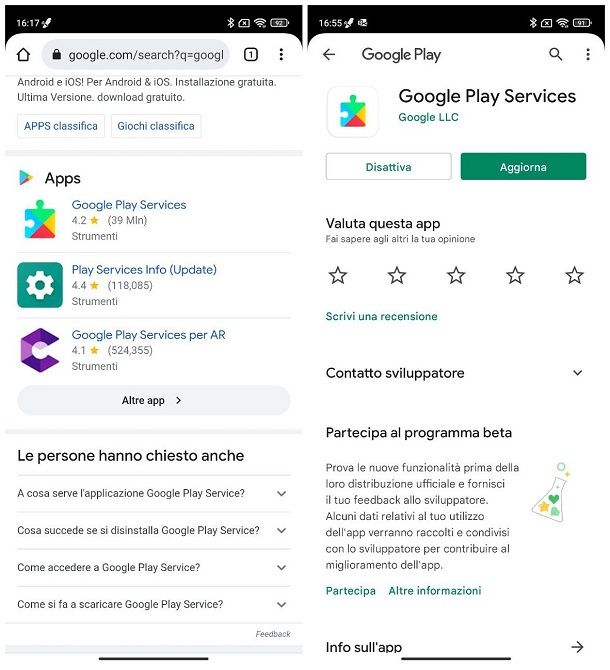 Come aggiornare Google Play Services manualmente