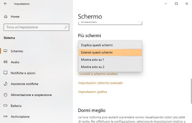 Regolare la duplicazione dello schermo