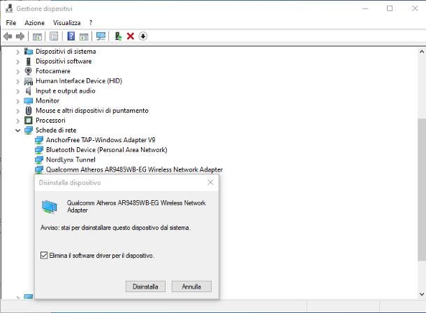 Come disinstallare driver scheda di rete