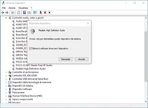 Come disinstallare driver audio