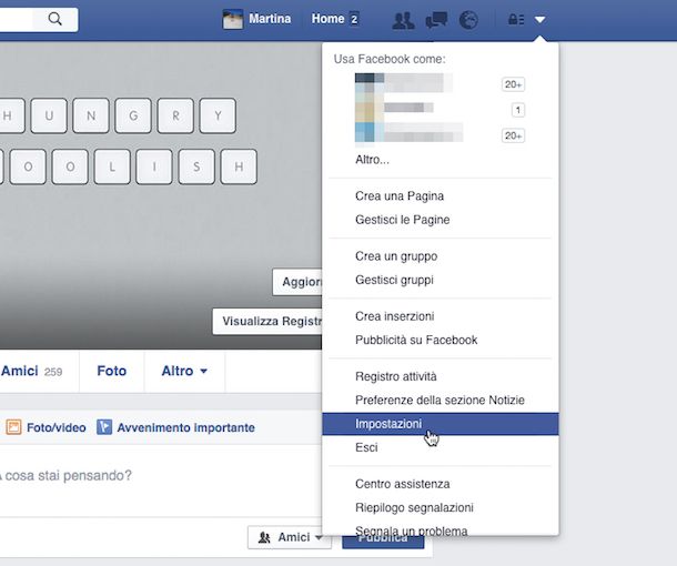 Screenshot che mostra come ci si toglie da Facebook