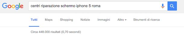 Screenshot di Google iPhone 5