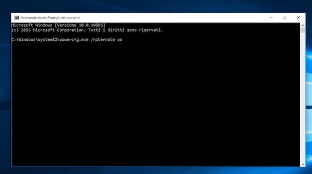 Screenshot che mostra come ibernare Windows 10