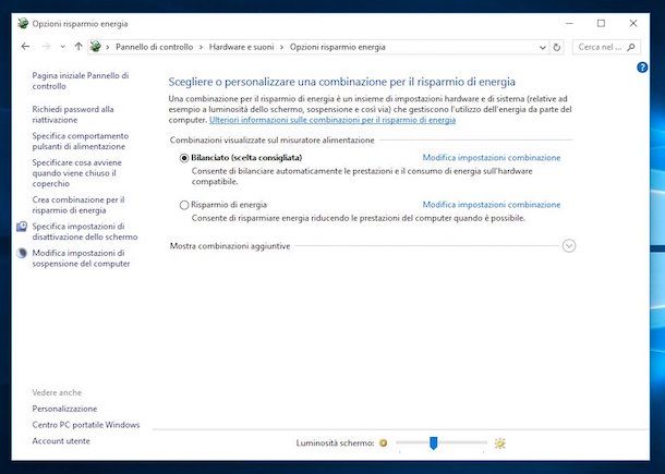 Screenshot che mostra come ibernare Windows 10