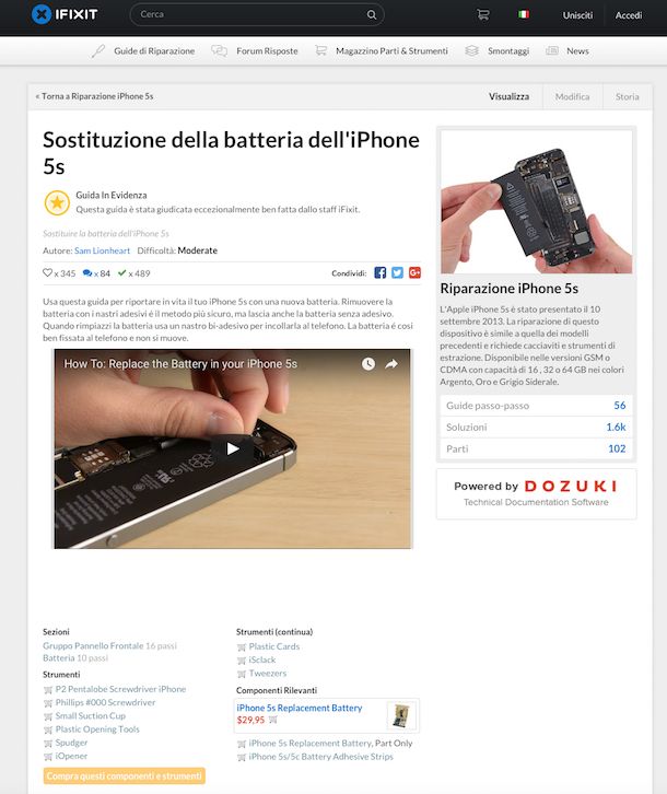 Screenshot del sito Internet iFixiIt