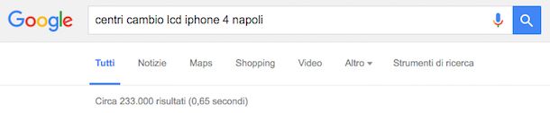 Screenshot di Google