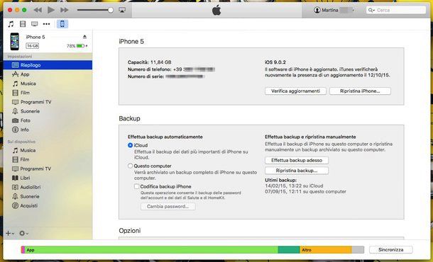 Screenshot di iTunes
