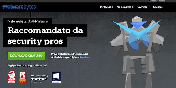 Screenshot di Malwarebytes Anti-Malware