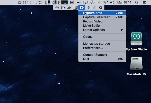 Screenshot di Monosnap su Mac