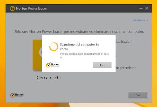 Screenshot di Norton Power Eraser