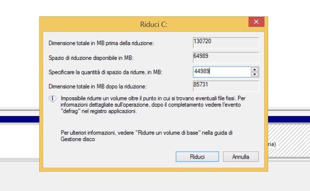 Come creare partizione windows 8