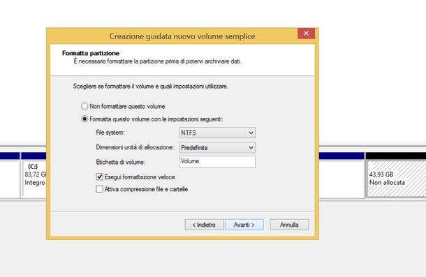 Come creare partizione windows 8