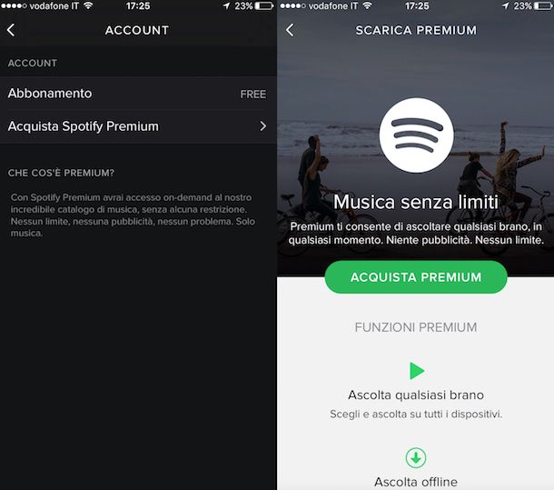 Screenshot di Spotify