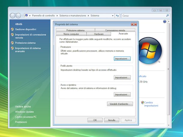 Screenshot di Windows Vista