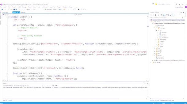 Screenshot di Visual Studio di Microsoft