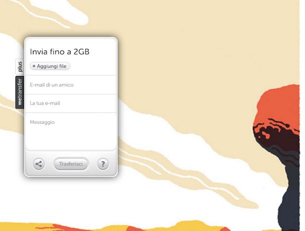 Screenshot di WeTransfer