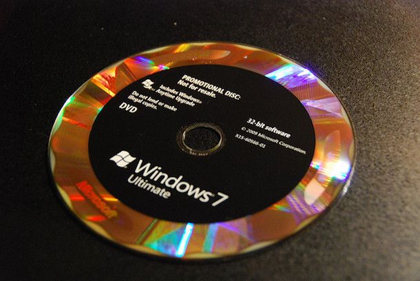 Foto del DVD di Windows 7