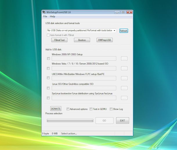 Screenshot di WinSetupFromUSB su Vista