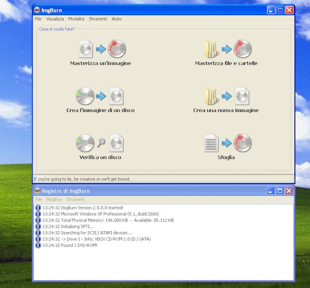 Screenshot di ImgBurn su Windows XP