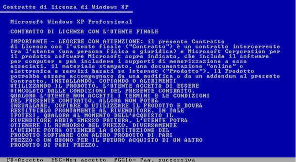 Screenshot che mostra come formattare Windows XP