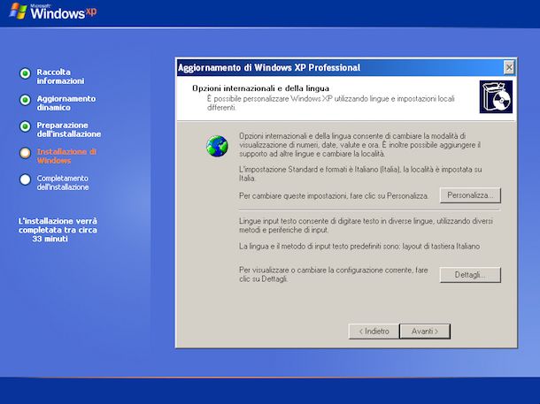 Screenshot che mostra come formattare Windows XP