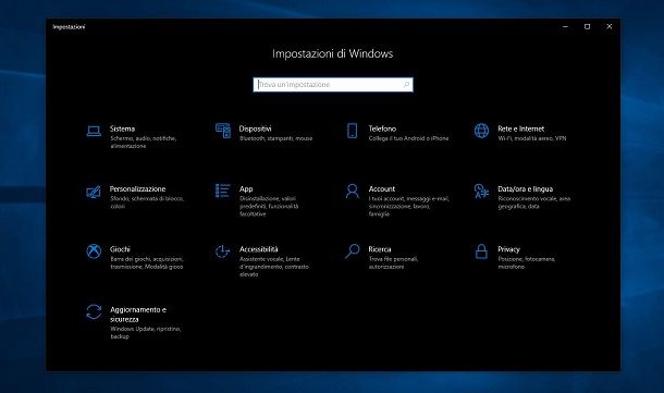 Impostazioni Windows 10