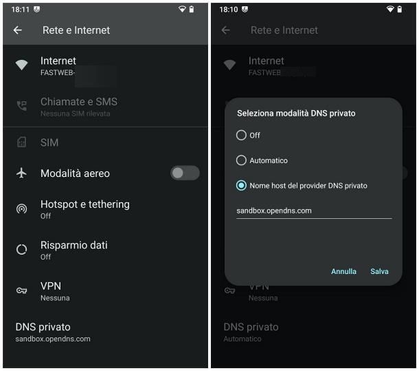 Come cambiare DNS su Android