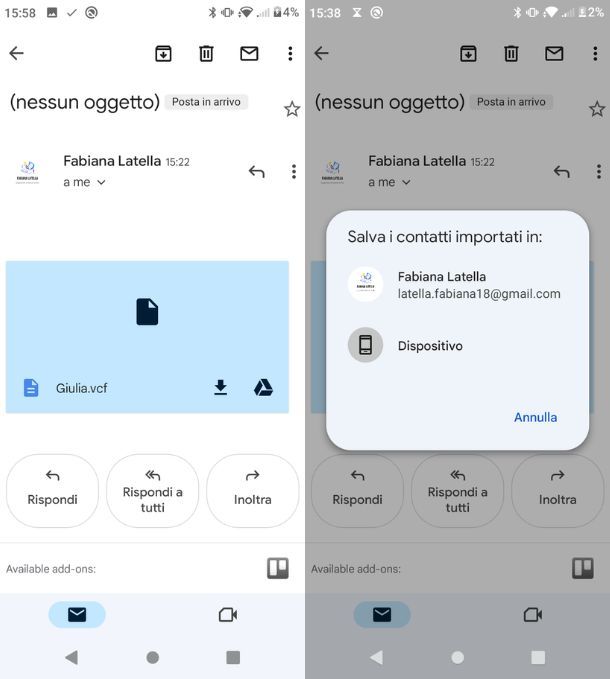 Spostare contatti sul dispositivo Android