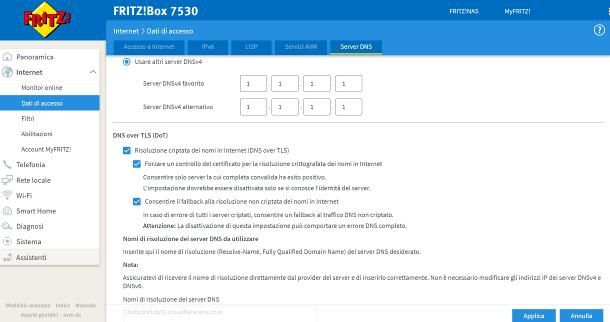 Come cambiare DNS su modem