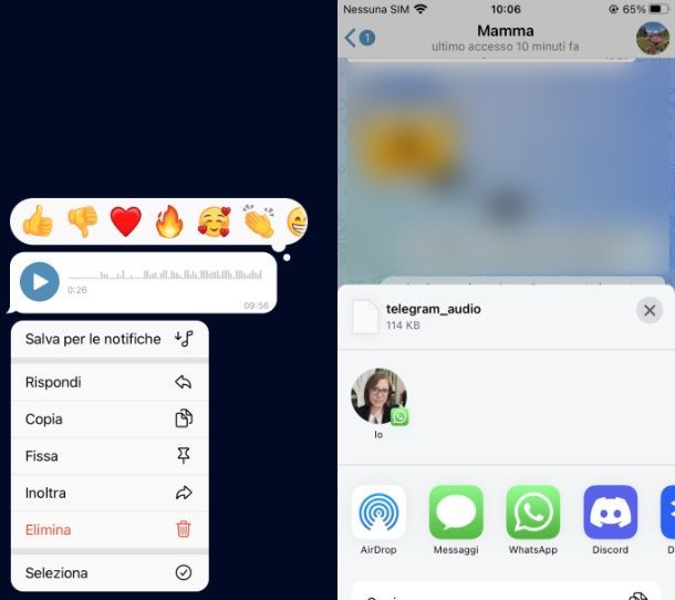 Come inoltrare messaggi vocali da Telegram a WhatsApp