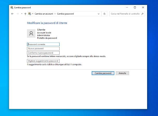Come togliere password amministratore Windows 10